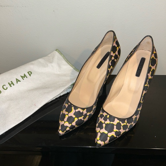 LONGCHAMP Le Pliage No Fantaisie Pointed Toe High Heel Pump Size 38 NEW - Picture 2 of 9